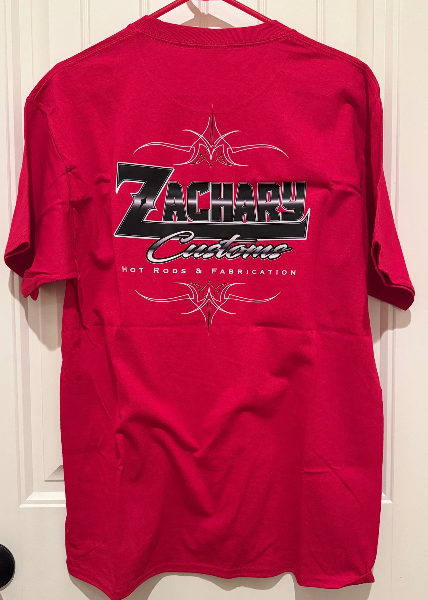 Red Zachary Customs shirt